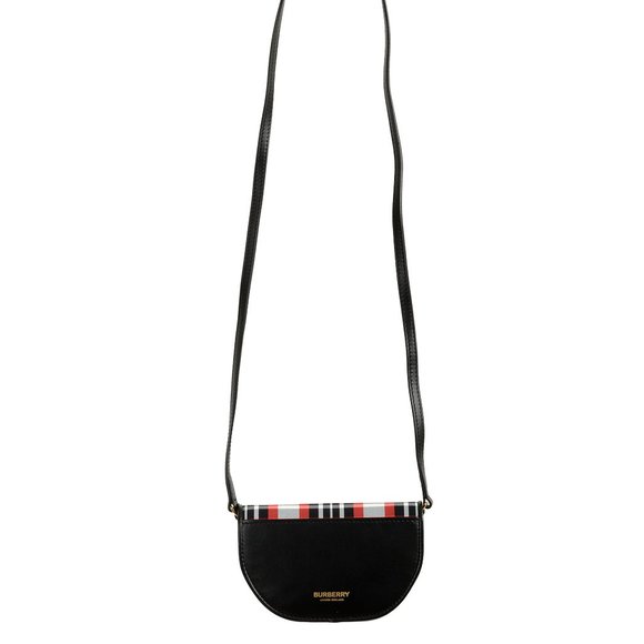 Burberry Unisex "Micro Olympia" Bright Red Checkered Leather Mini Bag - Picture 5 of 5